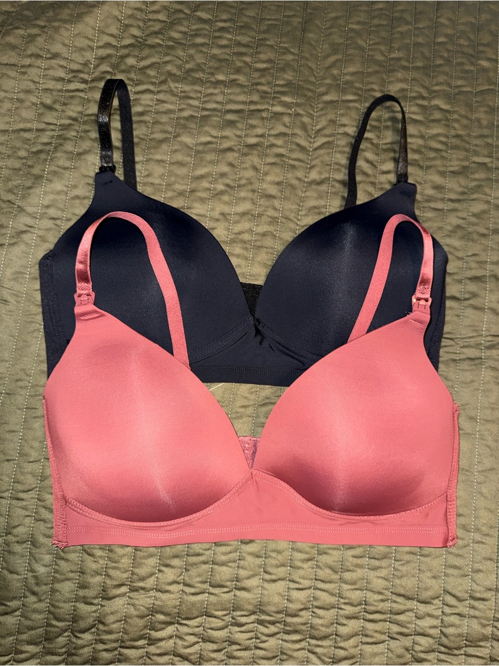 Maternity bras Black & Coral Pink 38c
